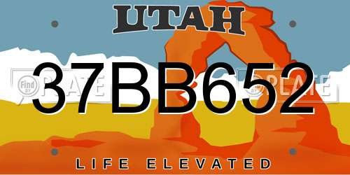 37BB652 Utah License Plate