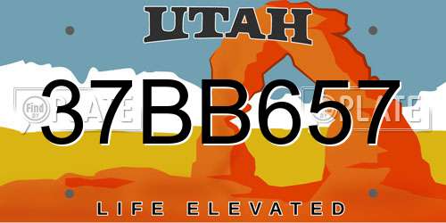 37BB657 Utah License Plate