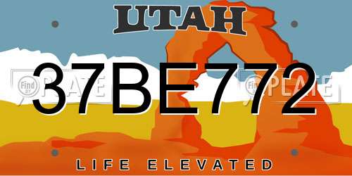 37BE772 Utah License Plate