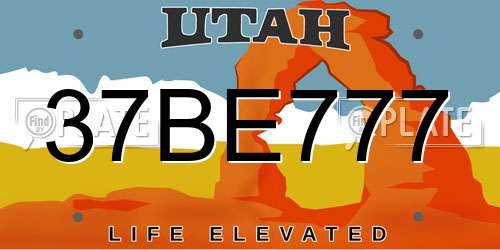 37BE777 Utah License Plate