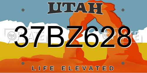 37BZ628 Utah License Plate