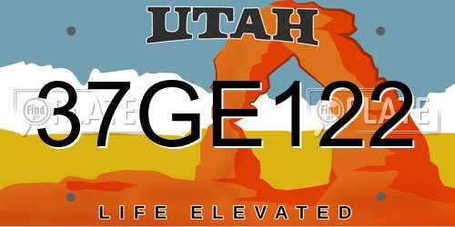 37GE122 Utah License Plate