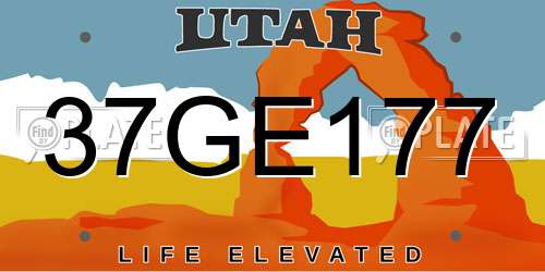 37GE177 Utah License Plate
