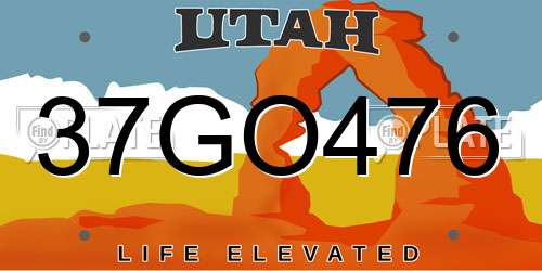37GO476 Utah License Plate