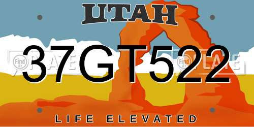 37GT522 Utah License Plate