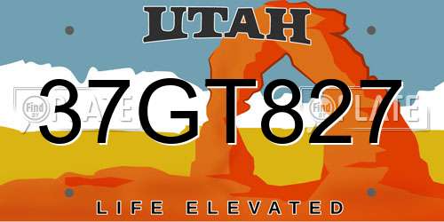 37GT827 Utah License Plate