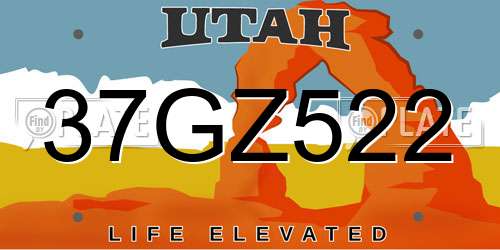 37GZ522 Utah License Plate