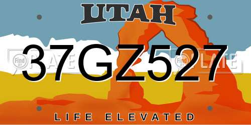 37GZ527 Utah License Plate