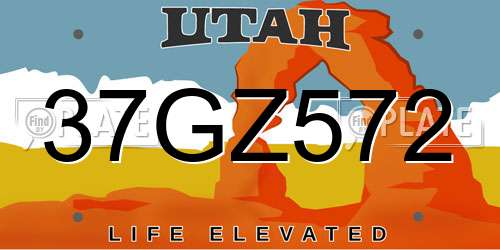 37GZ572 Utah License Plate