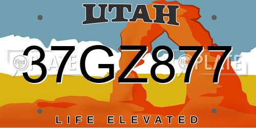 37GZ877 Utah License Plate
