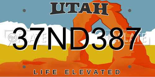 37ND387 Utah License Plate