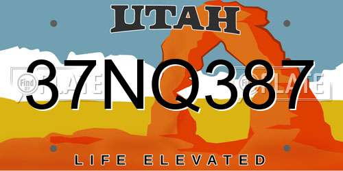 37NQ387 Utah License Plate