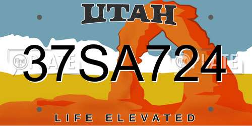 37SA724 Utah License Plate