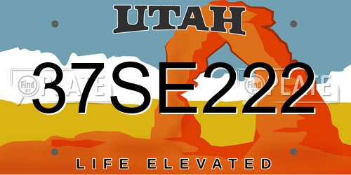 37SE222 Utah License Plate