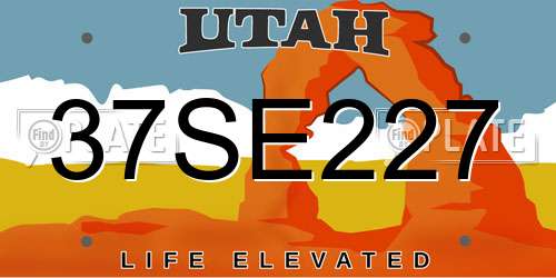 37SE227 Utah License Plate