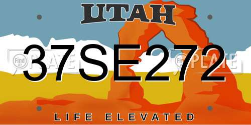 37SE272 Utah License Plate
