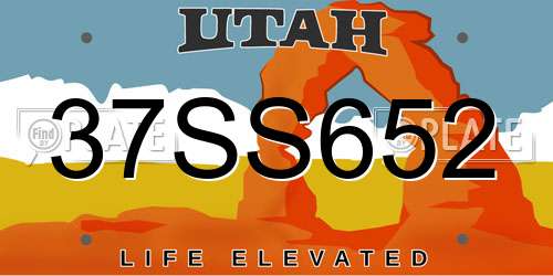 37SS652 Utah License Plate