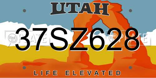 37SZ628 Utah License Plate