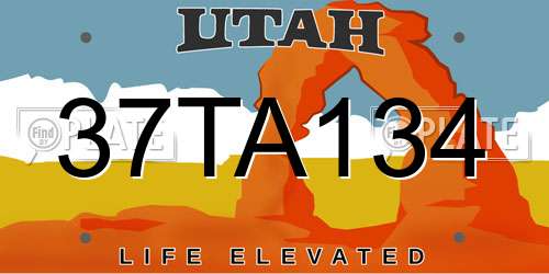 37TA134 Utah License Plate