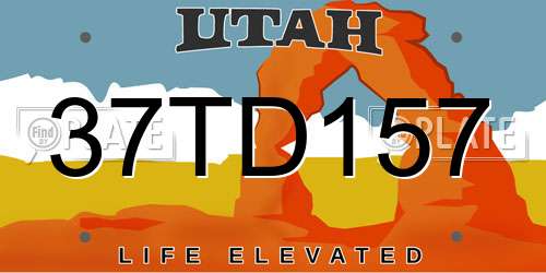 37TD157 Utah License Plate