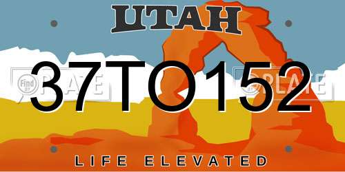 37TO152 Utah License Plate