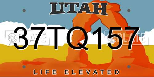 37TQ157 Utah License Plate
