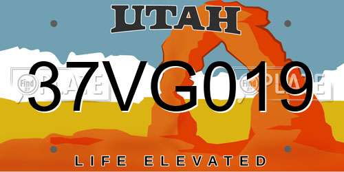 37VG019 Utah License Plate