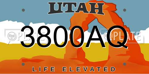 3800AQ Utah License Plate