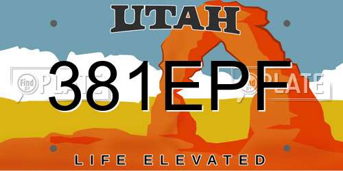 381EPF Utah License Plate