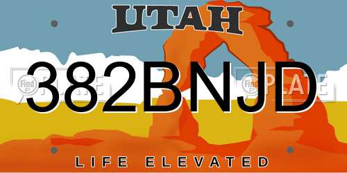 382BNJD Utah License Plate