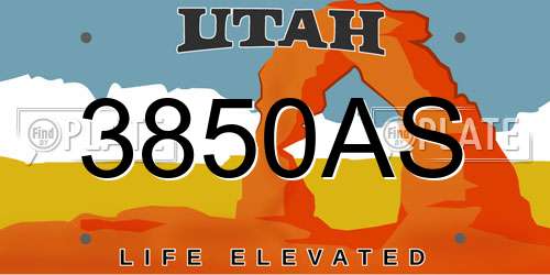 3850AS Utah License Plate