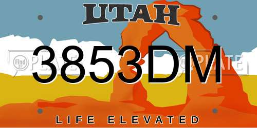 3853DM Utah License Plate