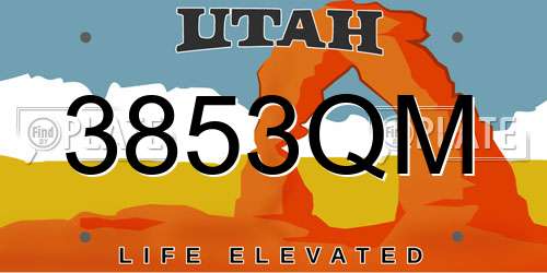 3853QM Utah License Plate