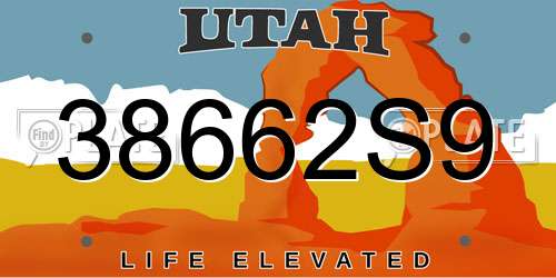 38662S9 Utah License Plate