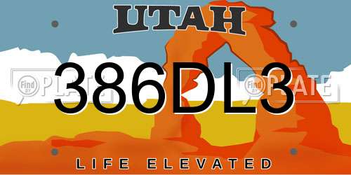 386DL3 Utah License Plate