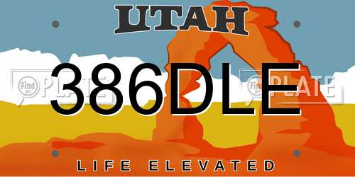 386DLE Utah License Plate