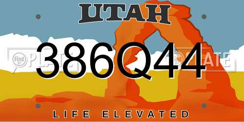 386Q44 Utah License Plate