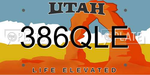 386QLE Utah License Plate