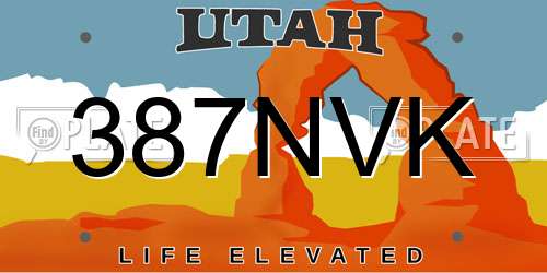 387NVK Utah License Plate