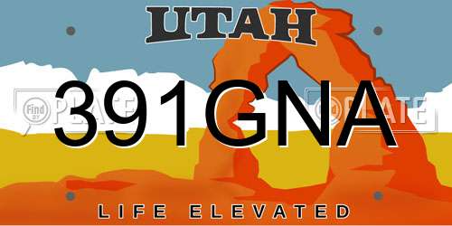 391GNA Utah License Plate