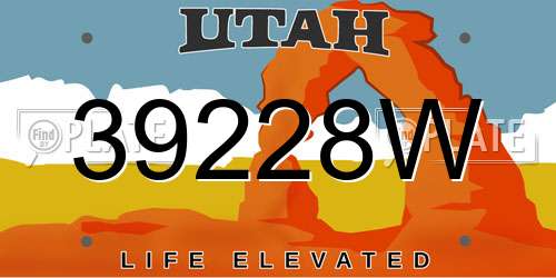 39228W Utah License Plate