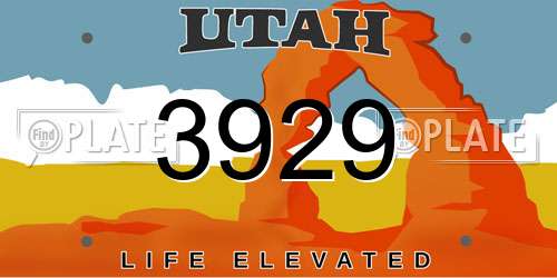 3929 Utah License Plate