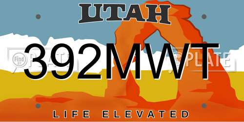 392MWT Utah License Plate