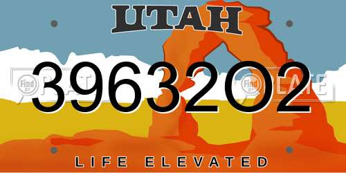 39632O2 Utah License Plate