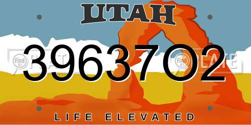 39637O2 Utah License Plate