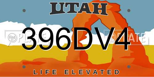 396DV4 Utah License Plate