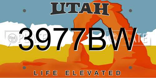 3977BW Utah License Plate