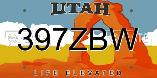 397ZBW Utah License Plate