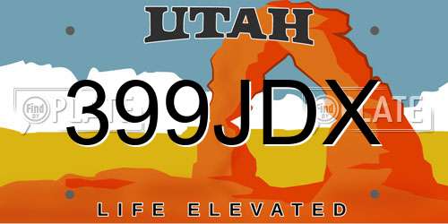 399JDX Utah License Plate