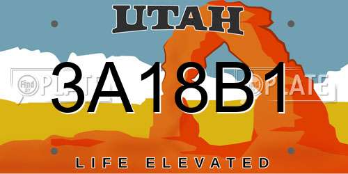3A18B1 Utah License Plate